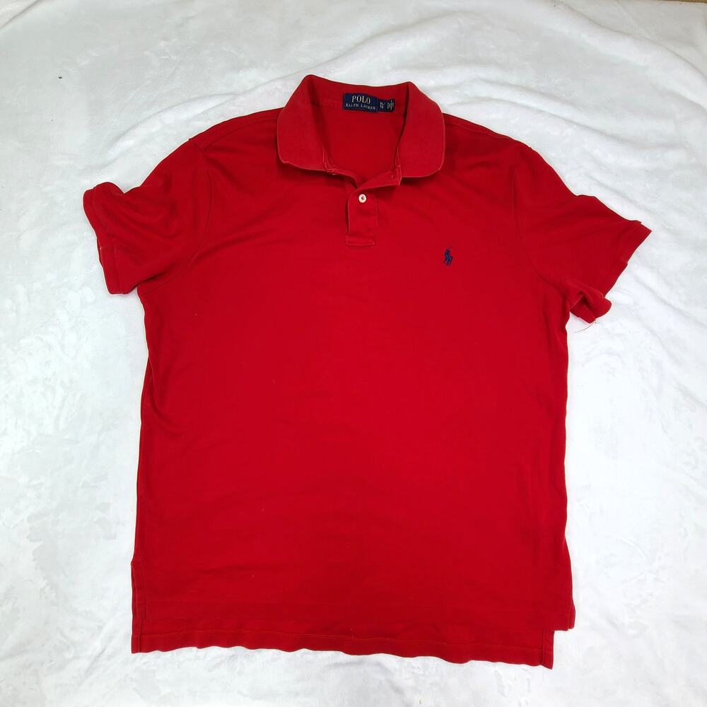 Polo Ralph Lauren Polo Shirt Red Navy Preppy Casual Cotton XL